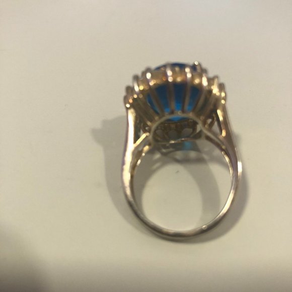 PRINSESS DIANA'S ring! gold plated blue topaz vintage Diana's ring, size 7 - Picture 3 of 7